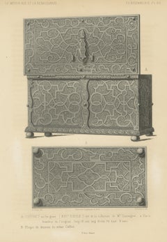 Engraved Iron Casket, Sauvageot Collection, Antique Print, 1851