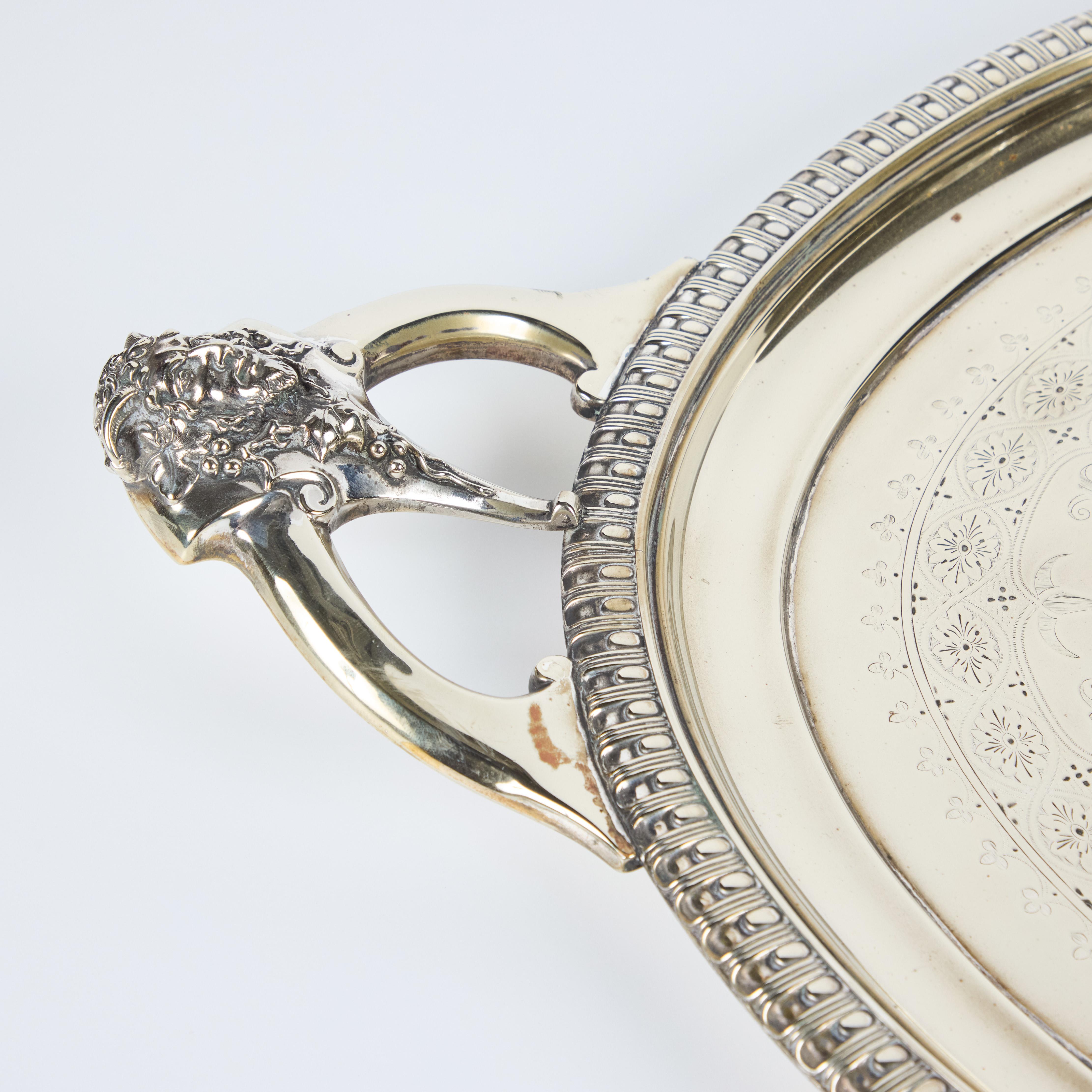 Bandeja de plata italiana grabada Italiano en venta