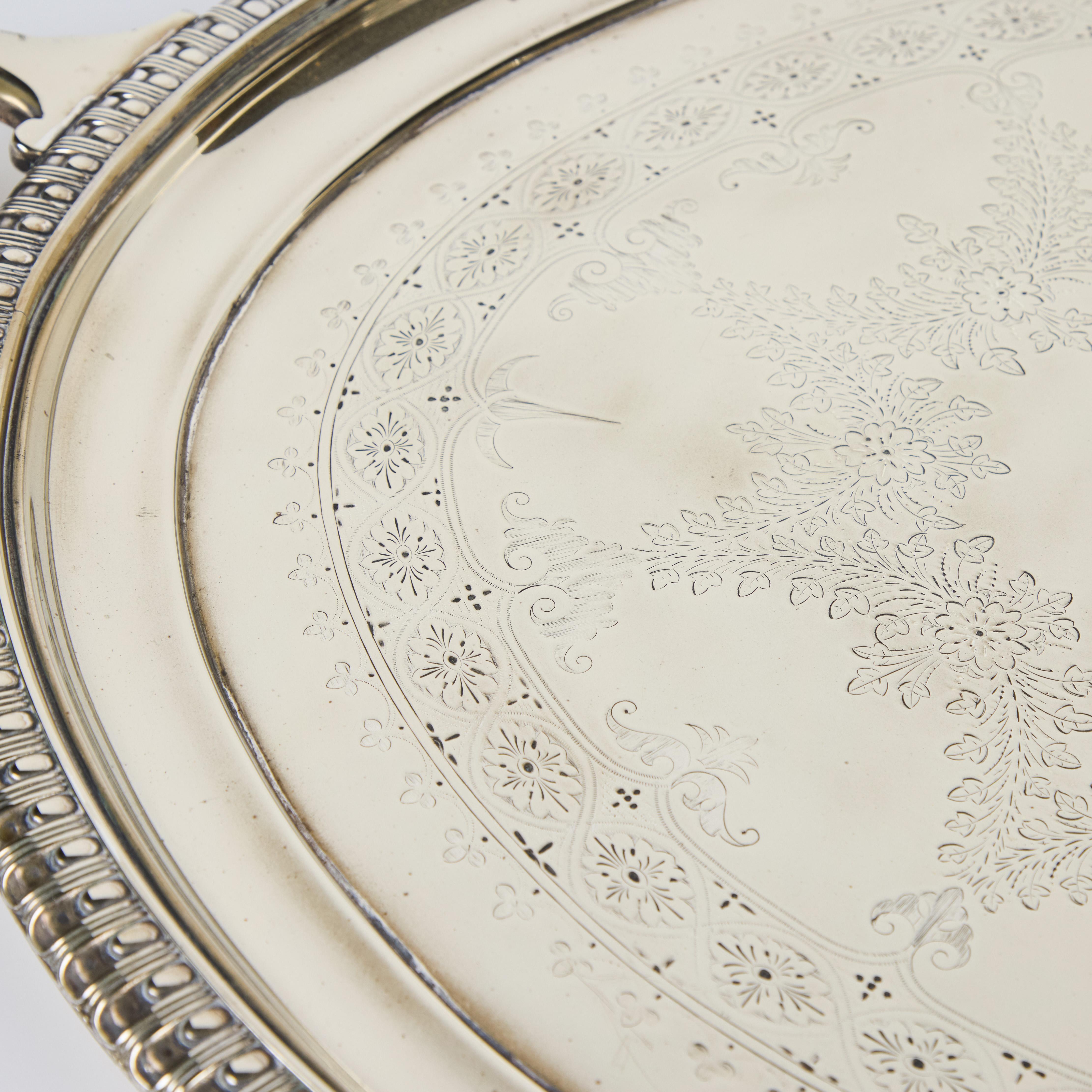 Bandeja de plata italiana grabada Chapado en plata en venta