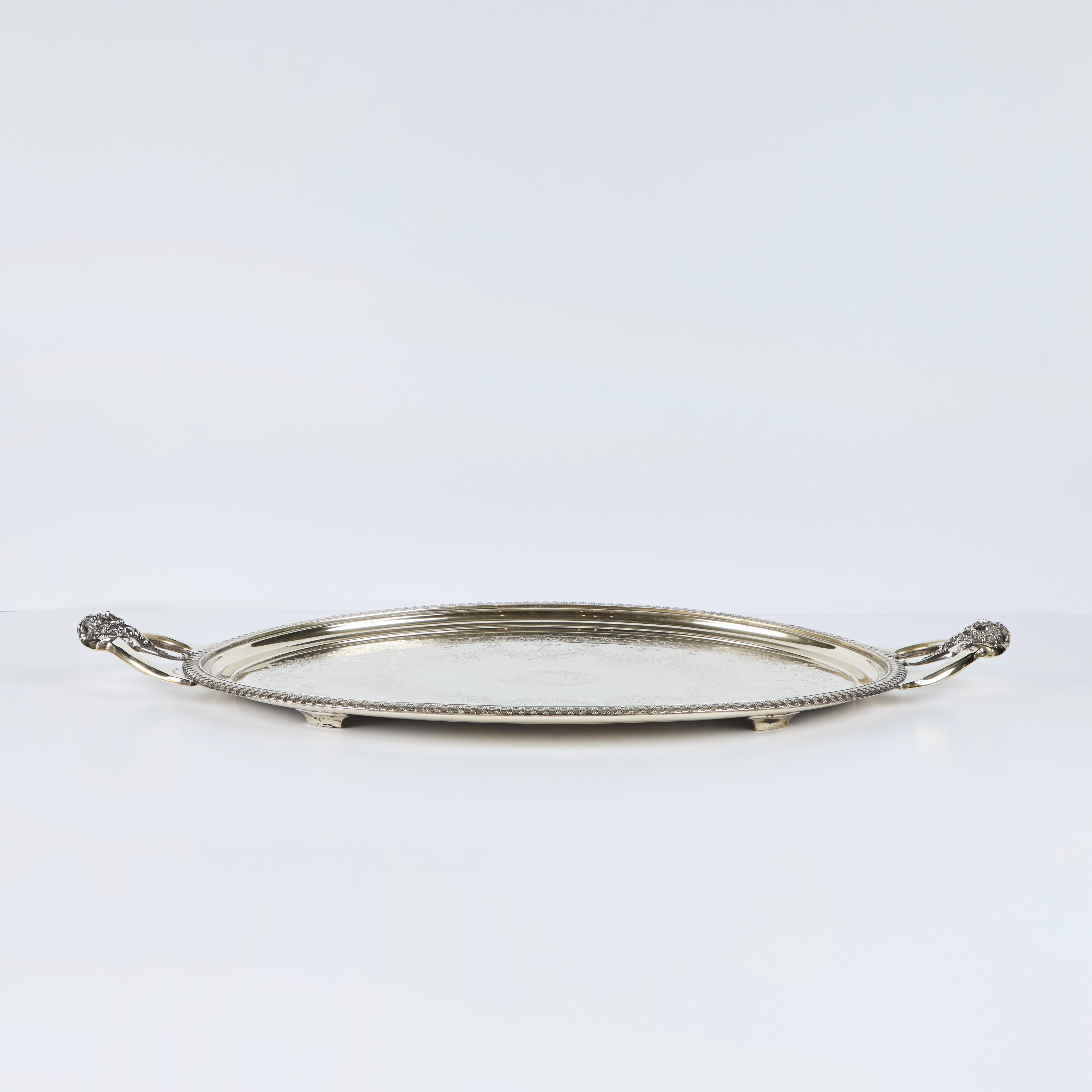 Bandeja de plata italiana grabada en venta 3