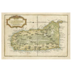 Antique Engraved Map by Bellin of Saint Lucia or Sainte Lucie in the West Indies, 1764