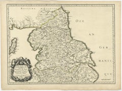 Engraved Map of Northern England, Focusing on Northumberland, 1658