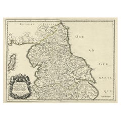 Antique Engraved Map of Northern England, Focusing on Northumberland, 1658