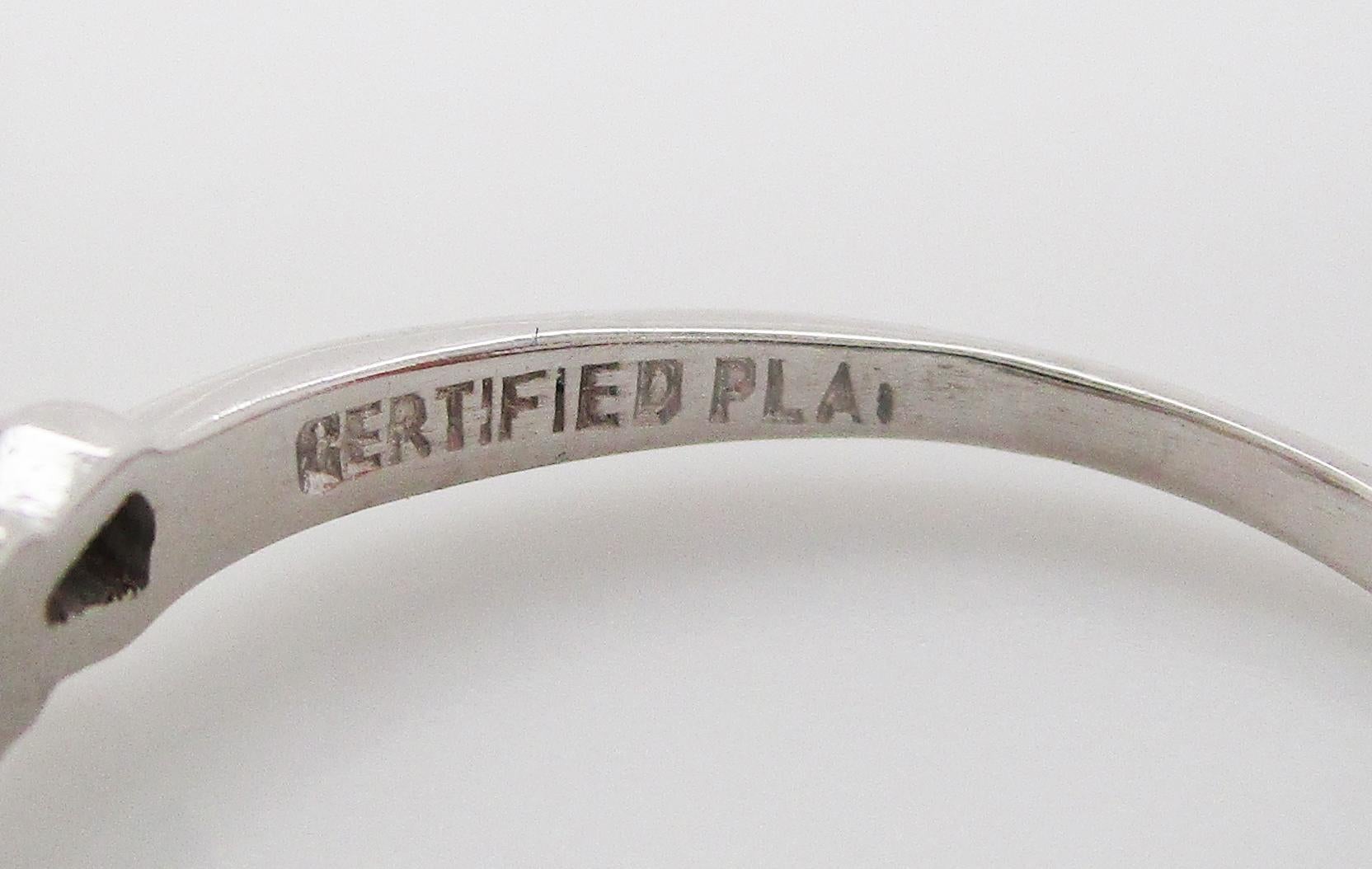 Engraved Mid-Century Platinum Diamond Engagement Ring For Sale 3