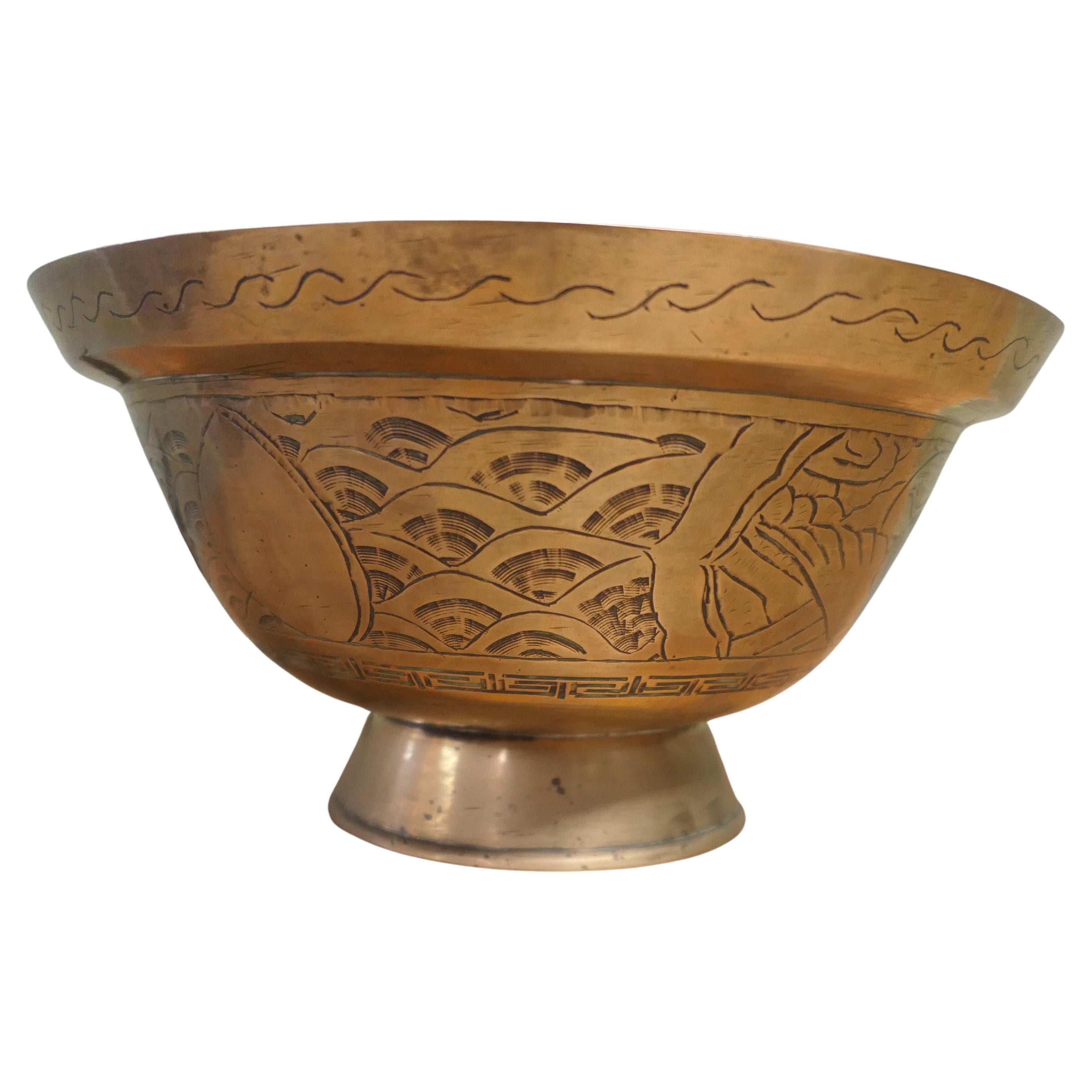 Ciotola orientale in ottone inciso Si tratta di un pezzo delizioso
