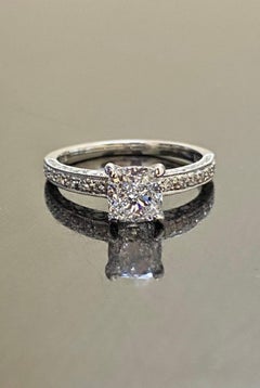 Engraved Platinum GIA Certified 1.20 Carat D Color SI1 Cushion Cut Diamond Ring