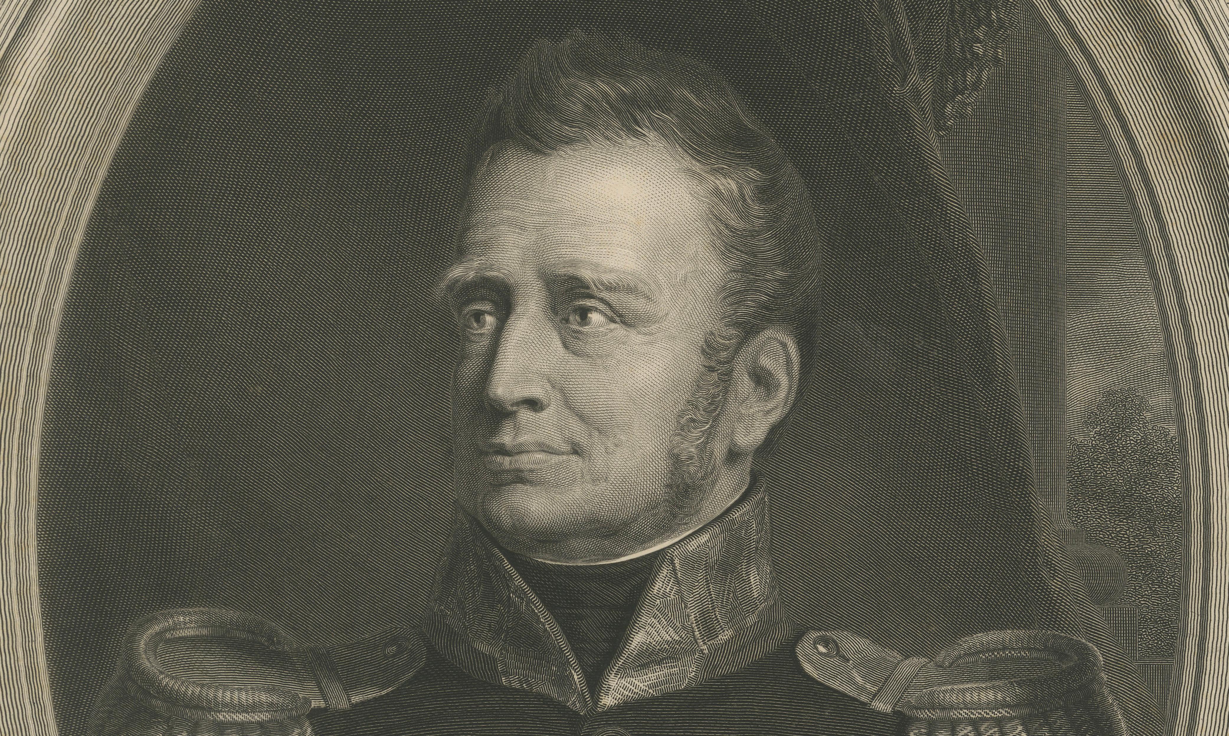 Retrato grabado del rey Guillermo I de Holanda según J.W. Williams Pieneman, 1835 Europeo en venta