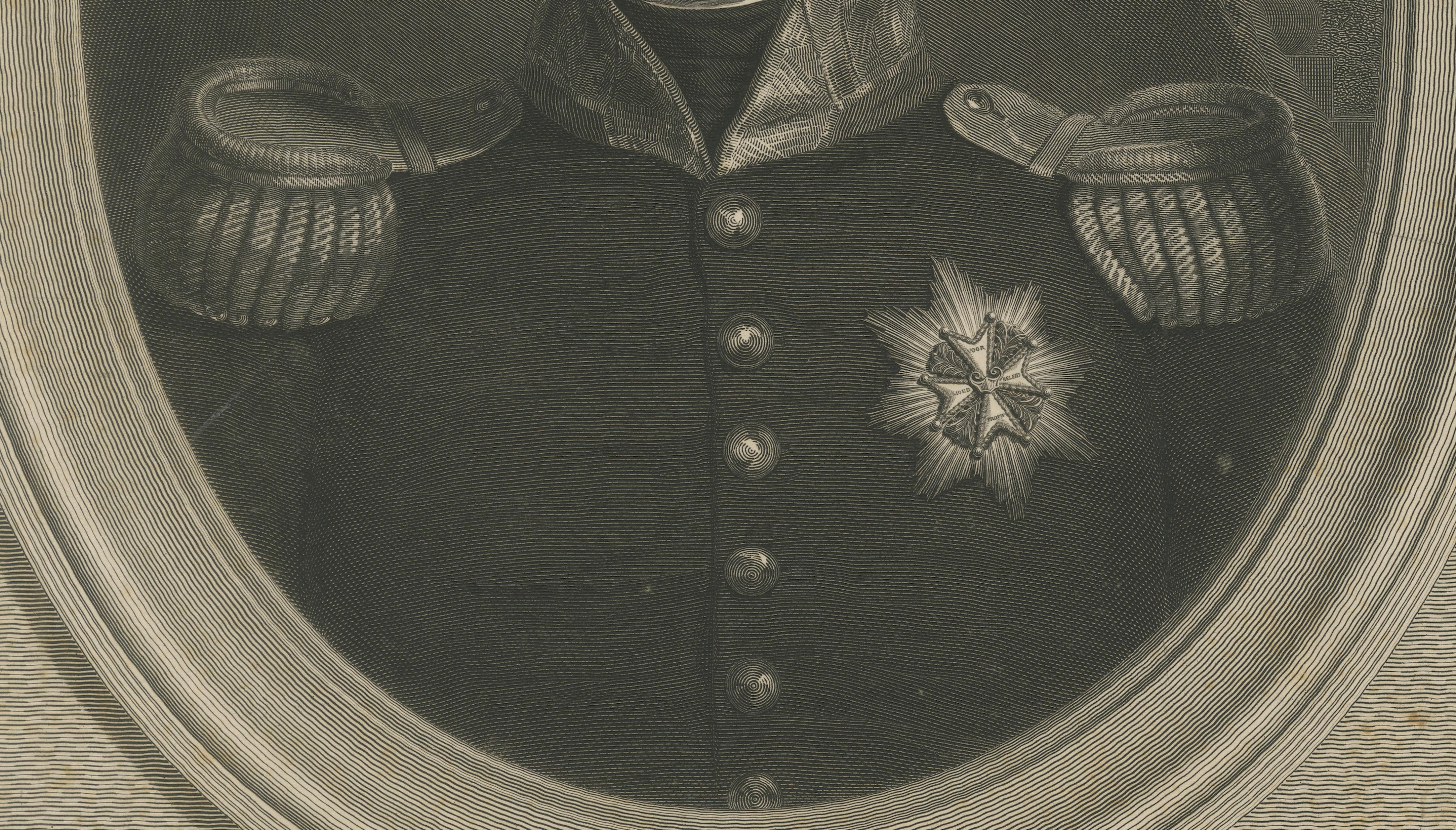 Retrato grabado del rey Guillermo I de Holanda según J.W. Williams Pieneman, 1835 Grabado en venta