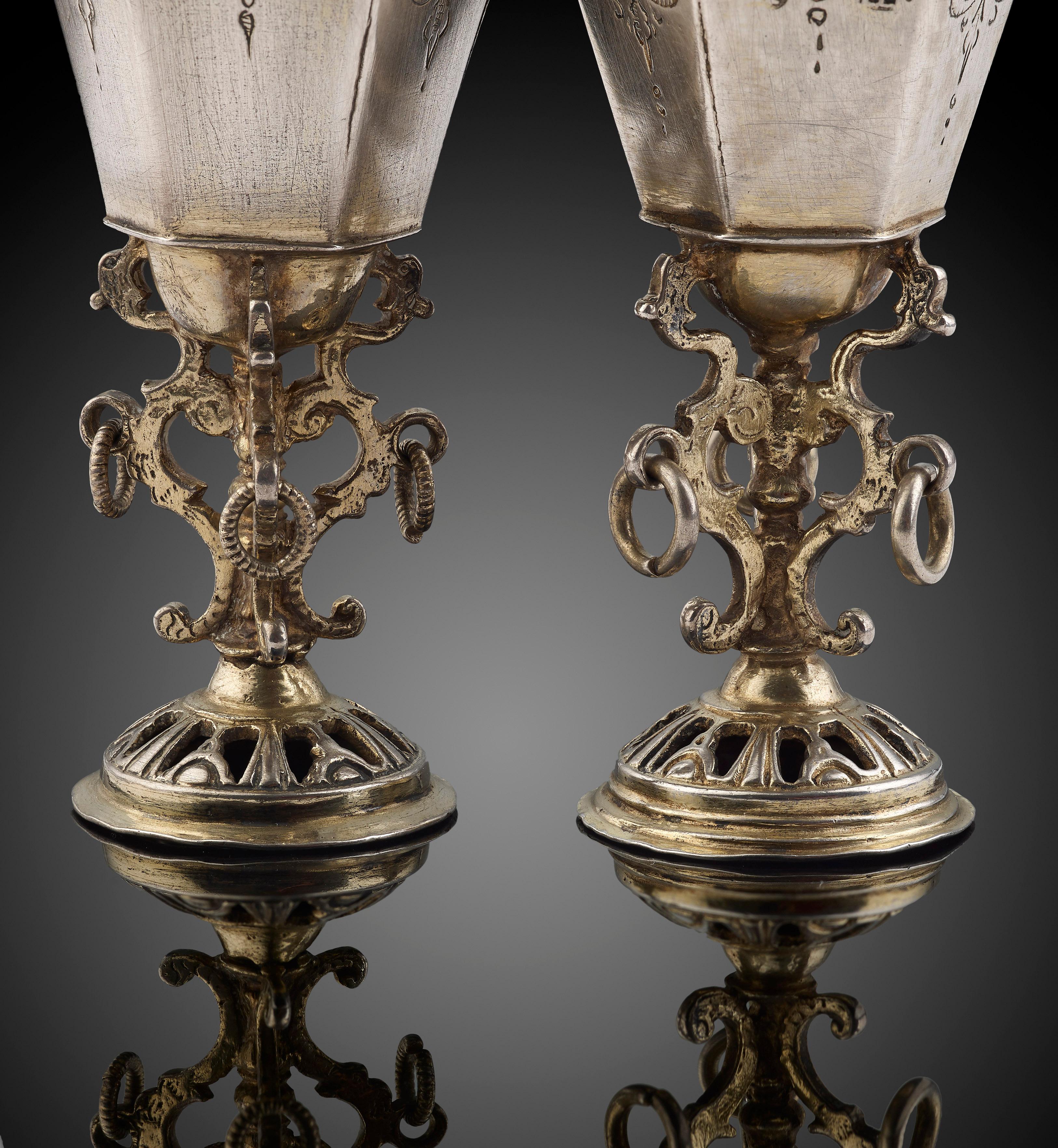 Engraved Silver and Parcel-Gilt Cups, German, circa 1630 1