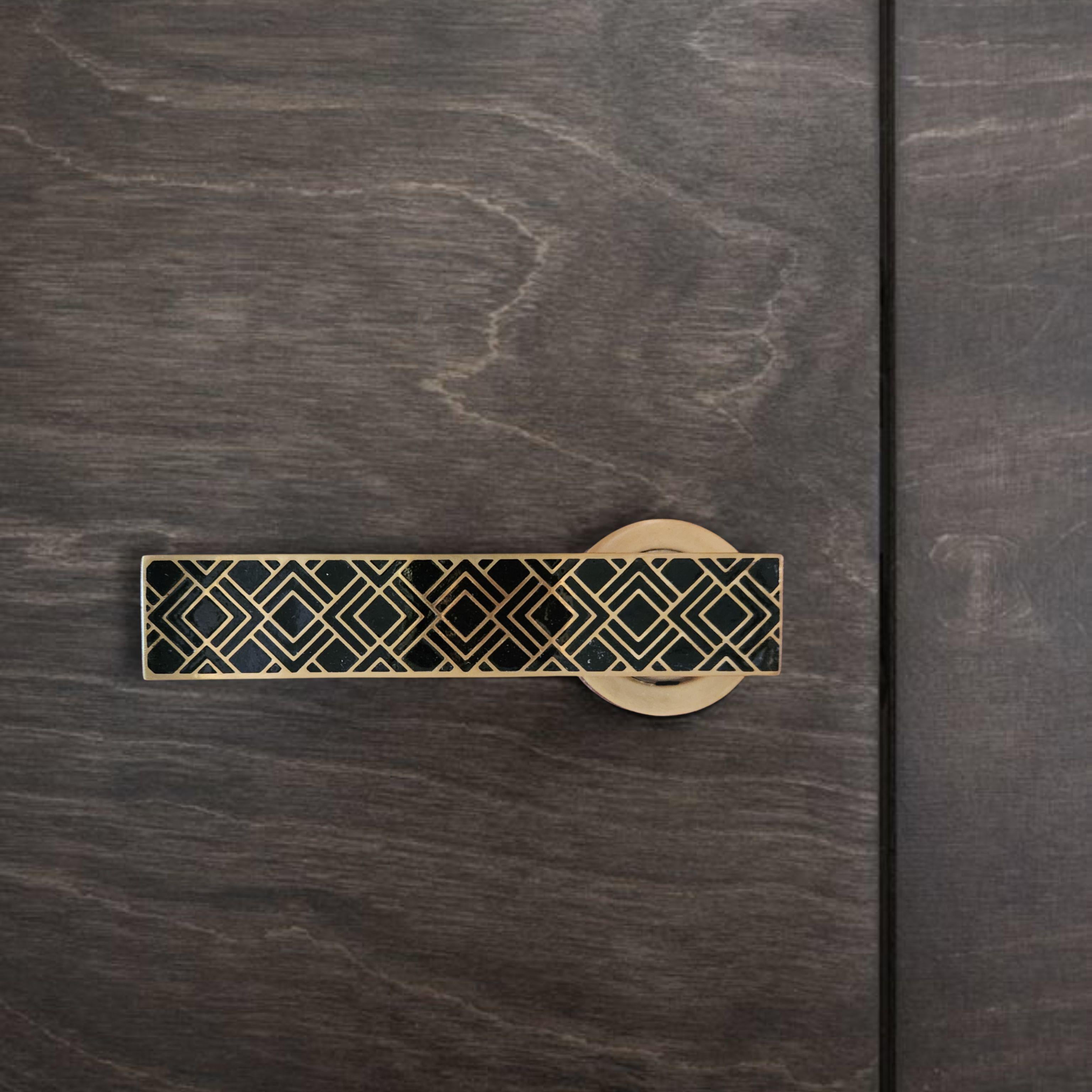 Moroccan Engraved solid brass door handle from Art Deco collection For Sale