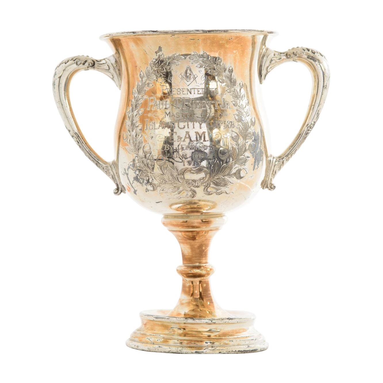 Engraved Souvenir Early 20th-Century Silver Metal Trophy