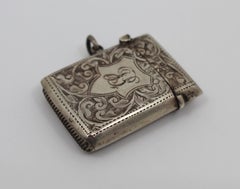 Engraved Sterling Silver Vesta Case, Birmingham, 1915