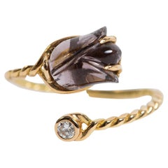 Engraved Tourmaline and Diamond You and Me Ring by Marion Jeantet
