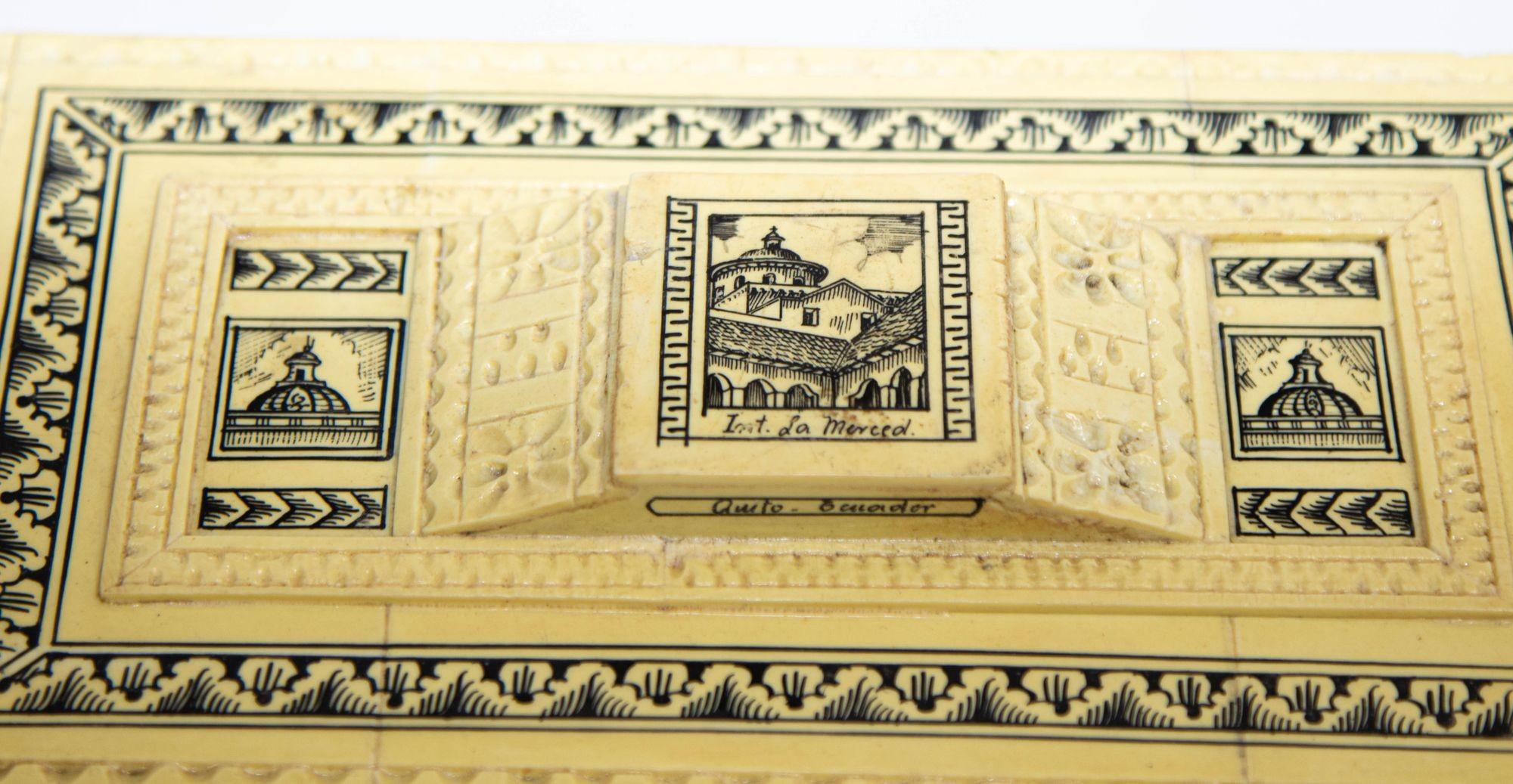 Spanish Colonial Engraved Trinket Souvenir Box South America, Ecuador 1960's