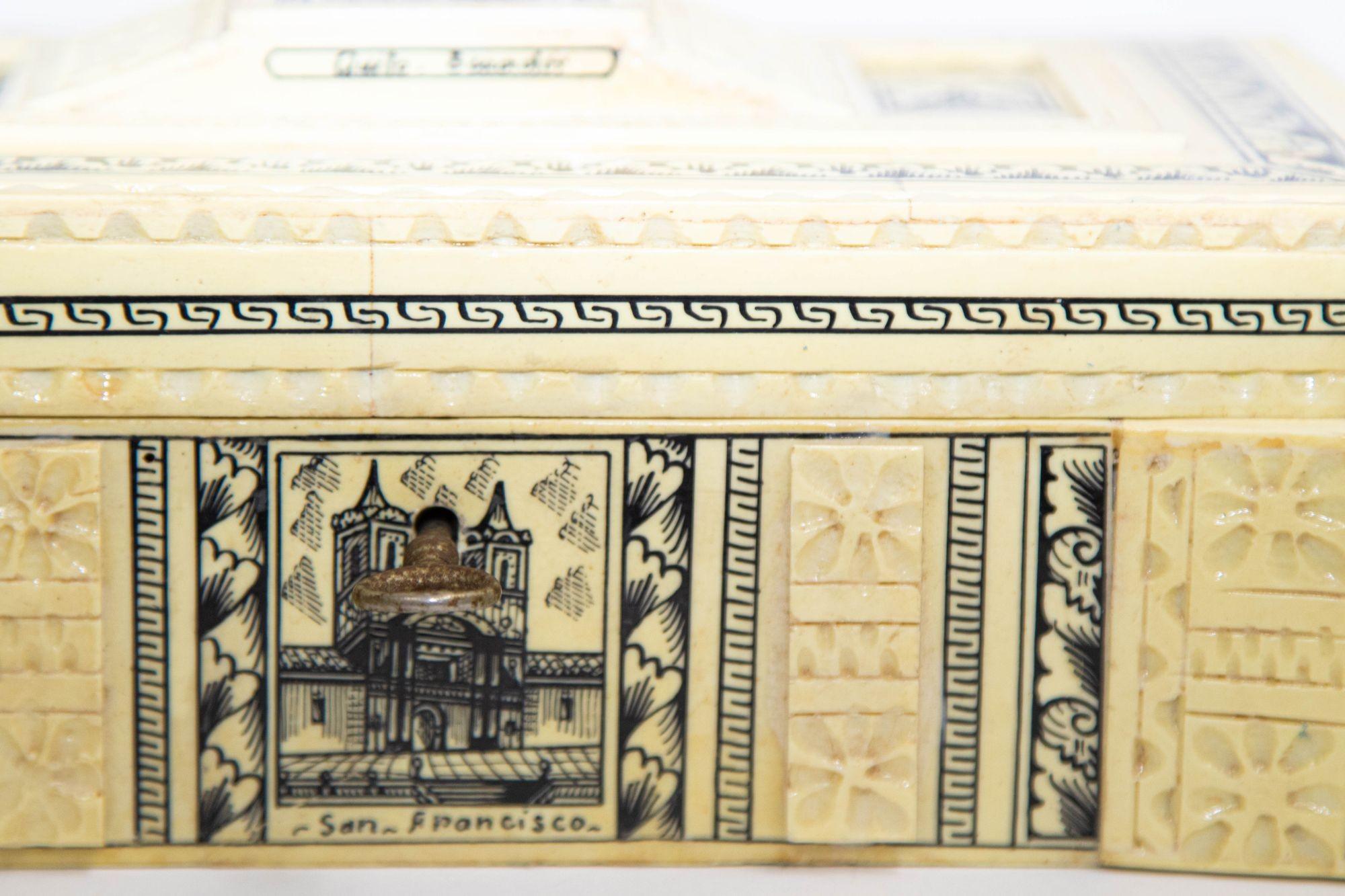 Hand-Crafted Engraved Trinket Souvenir Box South America, Ecuador 1960's