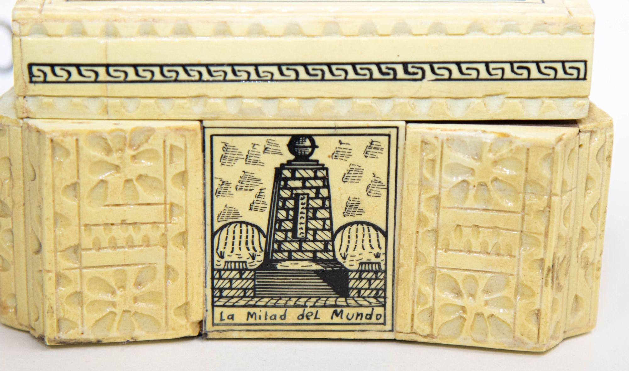 20th Century Engraved Trinket Souvenir Box South America, Ecuador 1960's