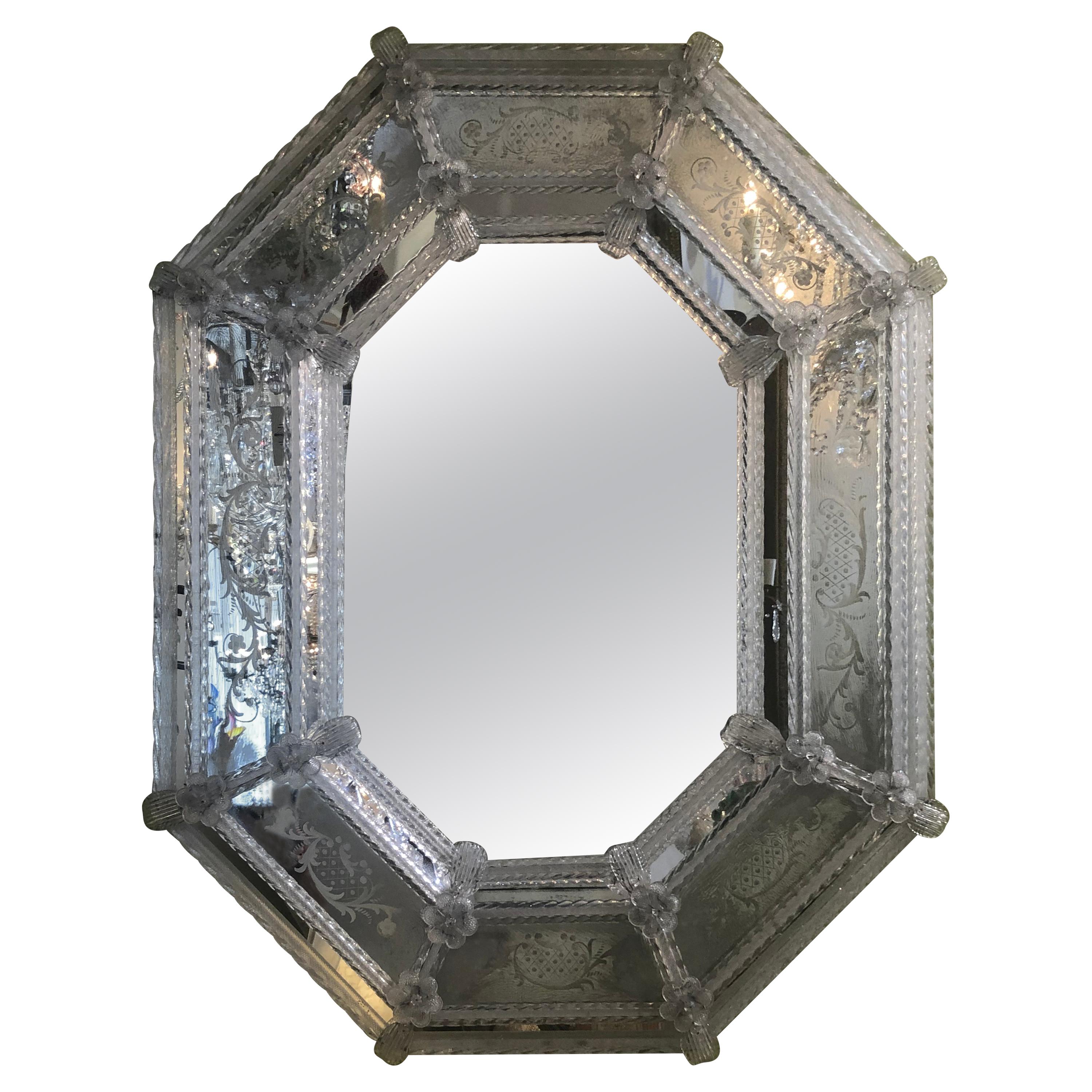Engraved Venetian Glass Mirror
