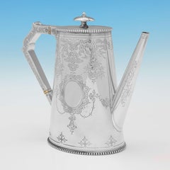 Cafetera victoriana de plata de ley con forma de lata - Londres 1875