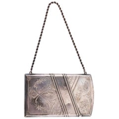 Antique Engraved Victorian Sterling Silver Calling Card Case