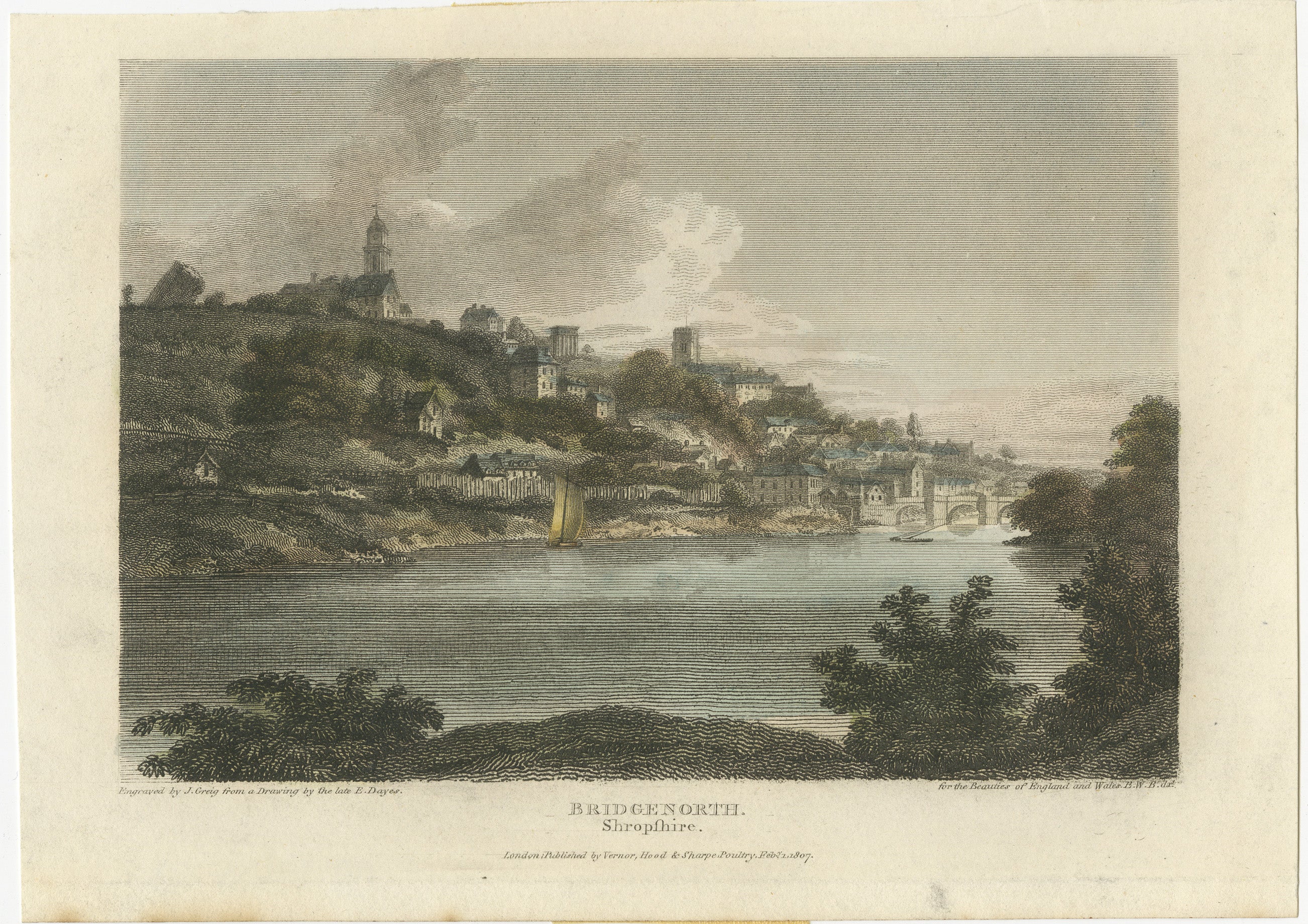 This engraving is part of a collection showcasing the beauty of England and Wales, a series that was common in the 18th and 19th centuries to celebrate and document the picturesque landscapes and significant towns of Britain.

The text provided in