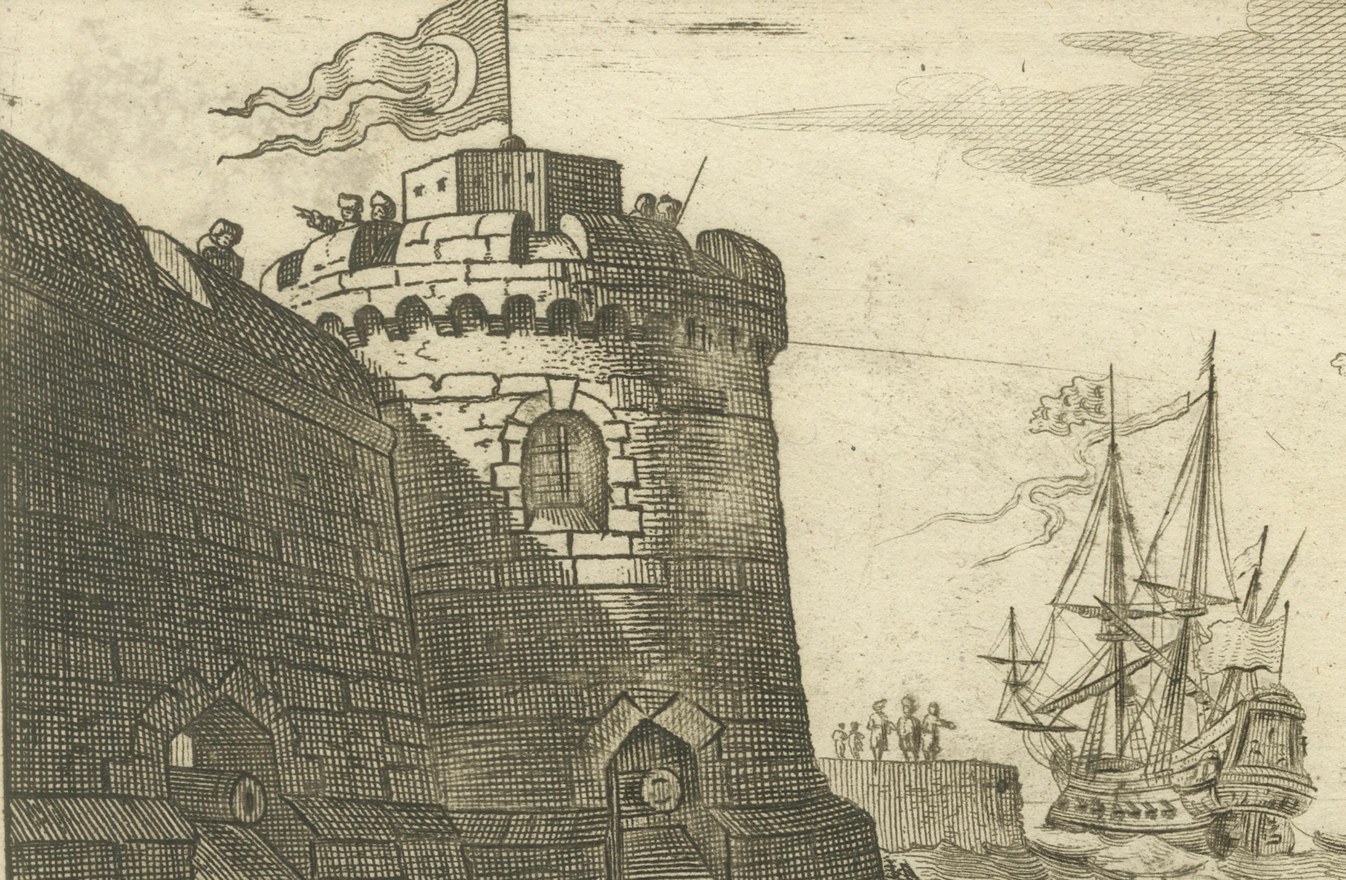 View of the Dardanelles with Fortifications and Ships, vers 1680 Bon état - En vente à Langweer, NL