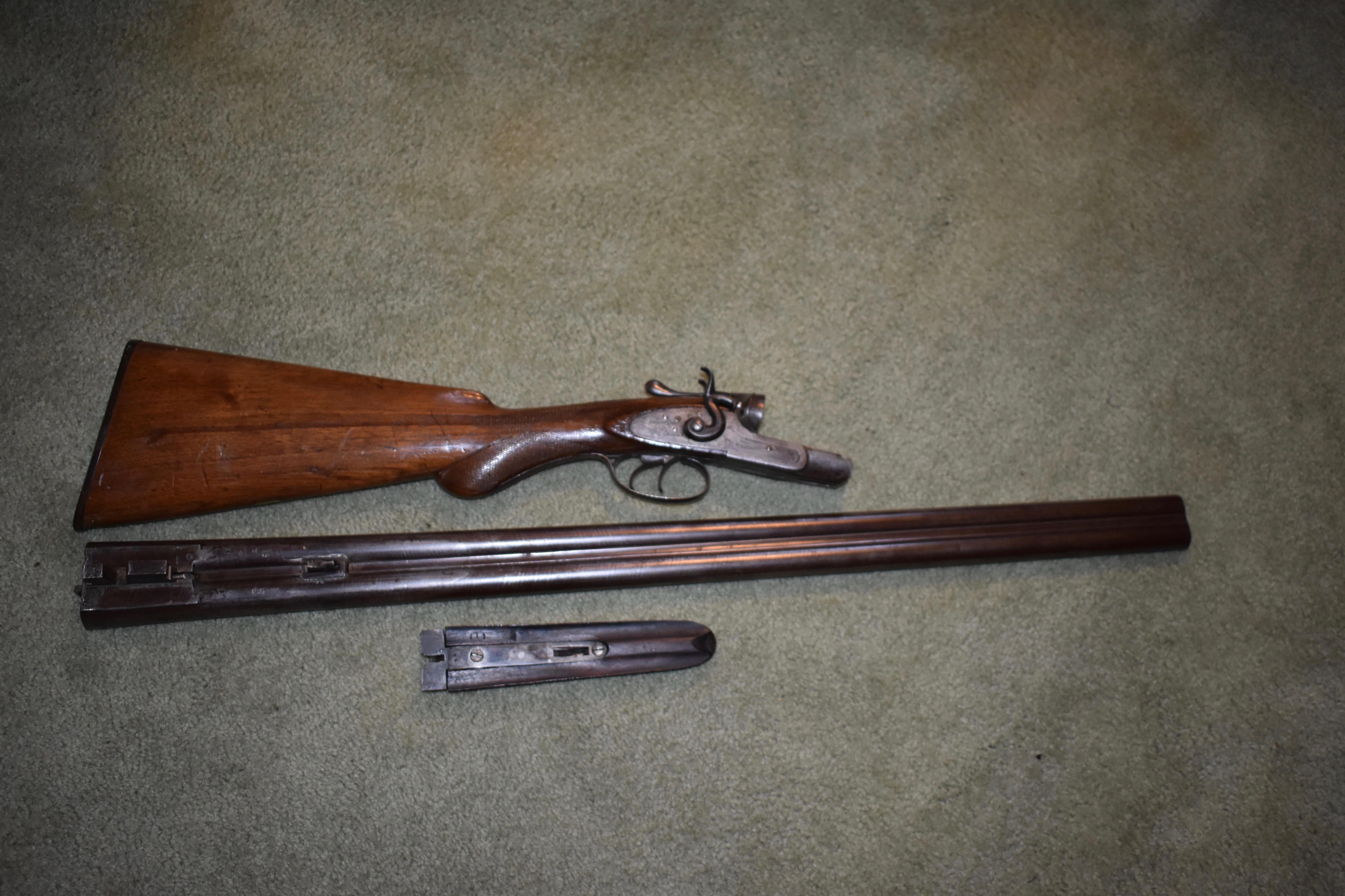 Victorian Engraved W. Richards & Co. Damascus Double Barrel Shotgun Pre 1899, London For Sale