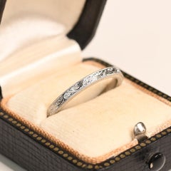 Engraved Wedding Band. Hand Engraved Platinum Wedding Band Fine Milgrain 2.3mm