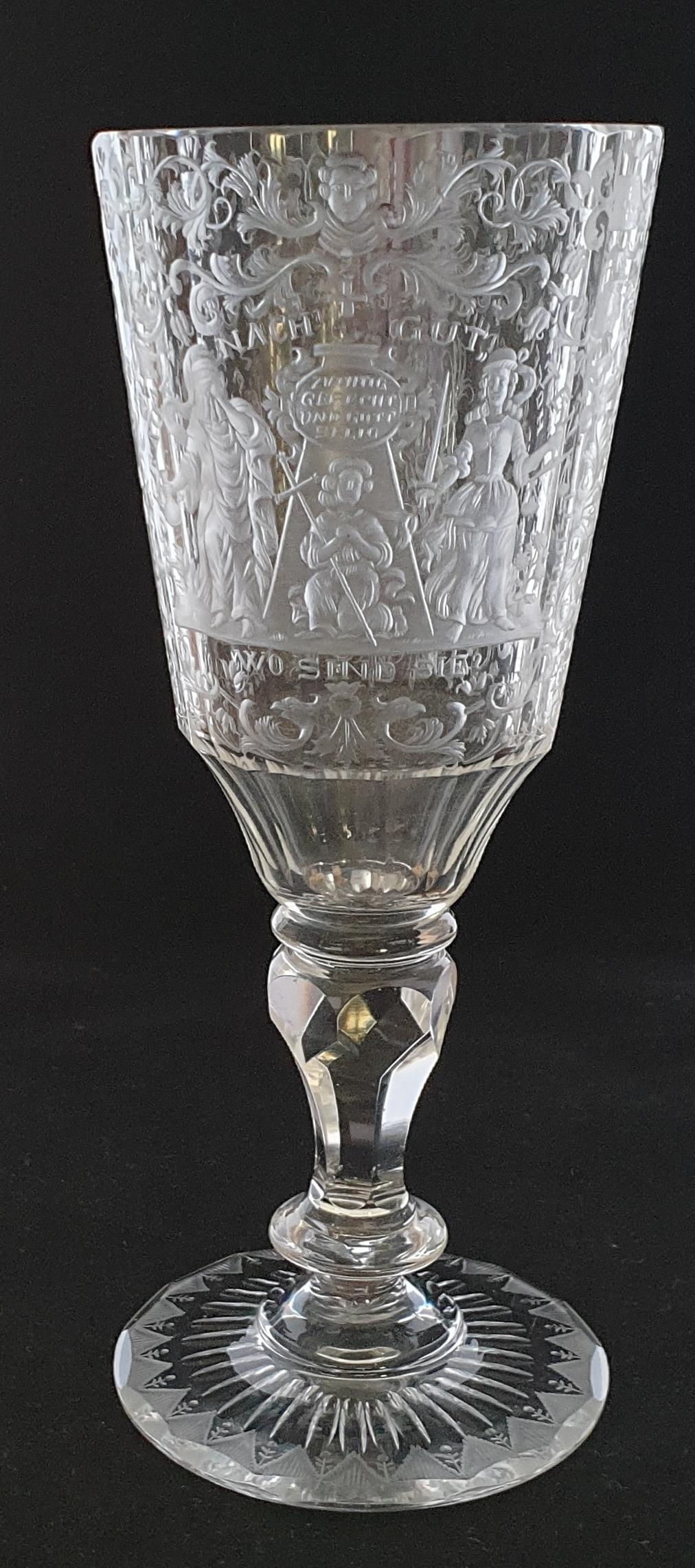 Rococo Engraved Wine Glass, Silesia, circa 1740