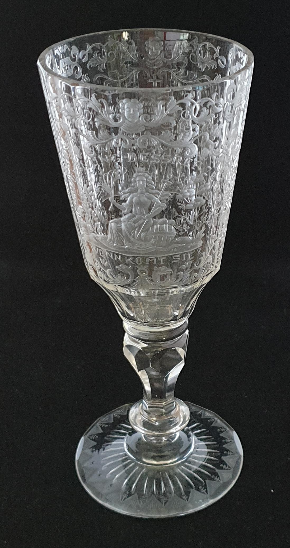 Engraved Wine Glass, Silesia, circa 1740 In Excellent Condition In Melbourne, Victoria