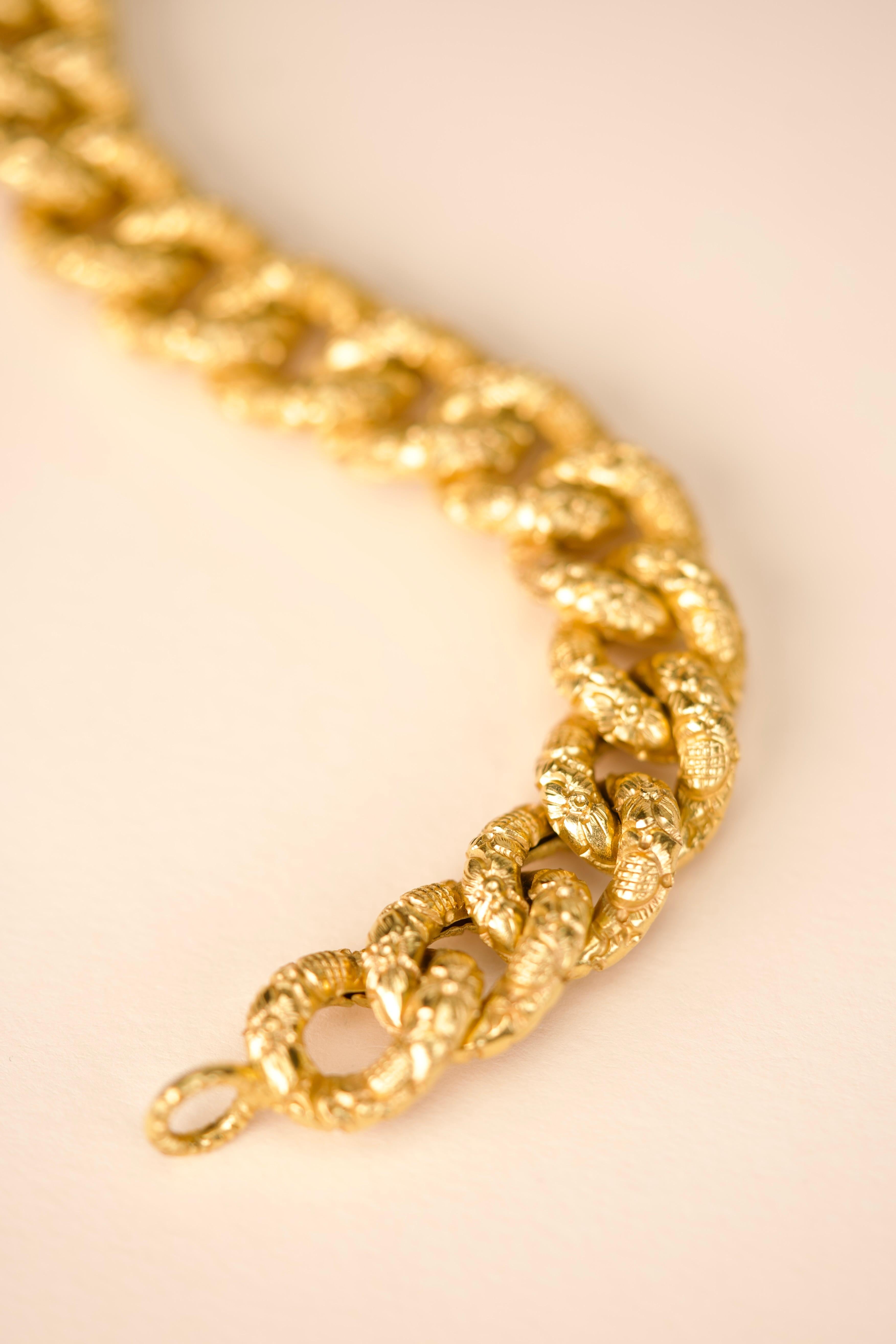 Bracelet en or jaune gravé Excellent état - En vente à Lisboa, PT