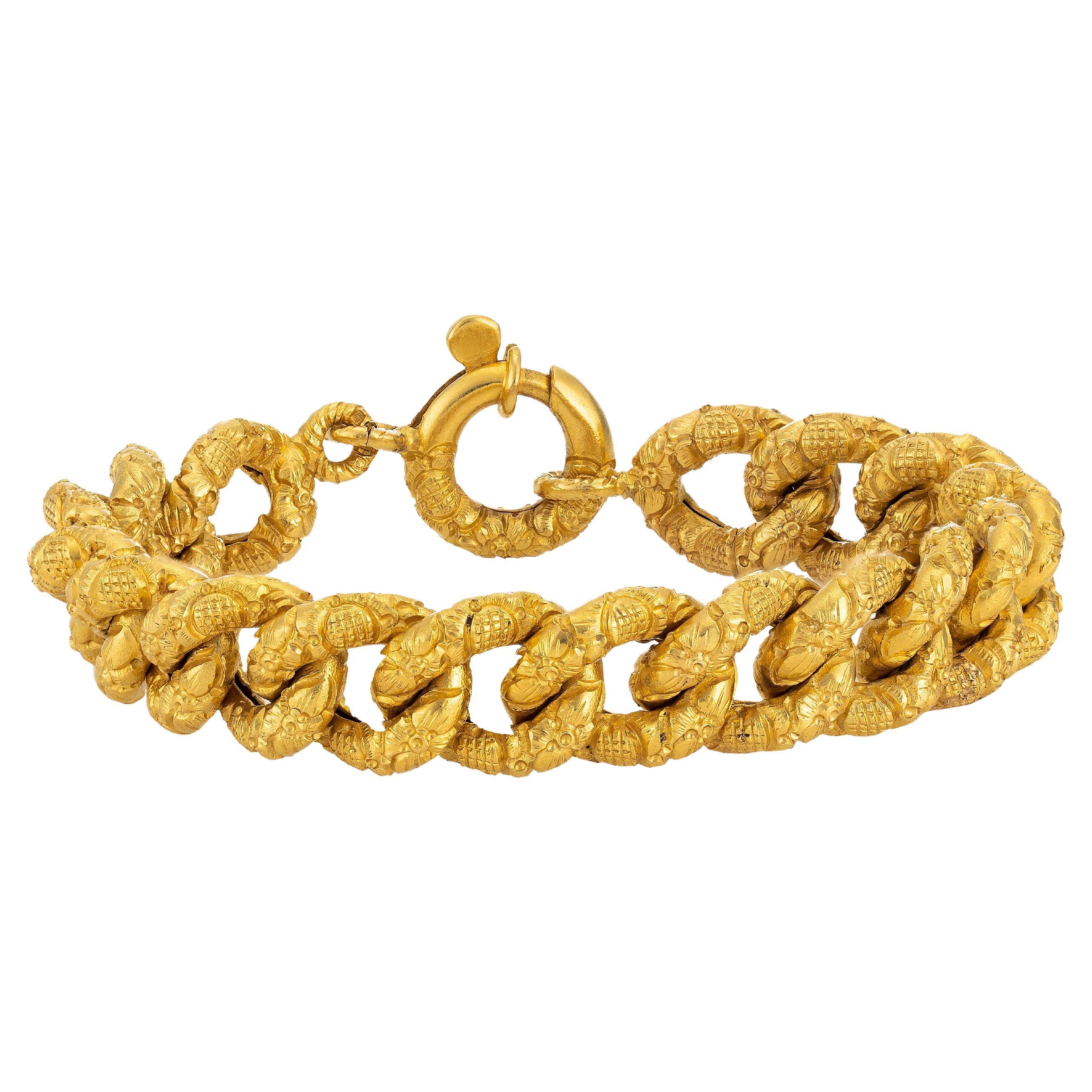 Bracelet en or jaune gravé