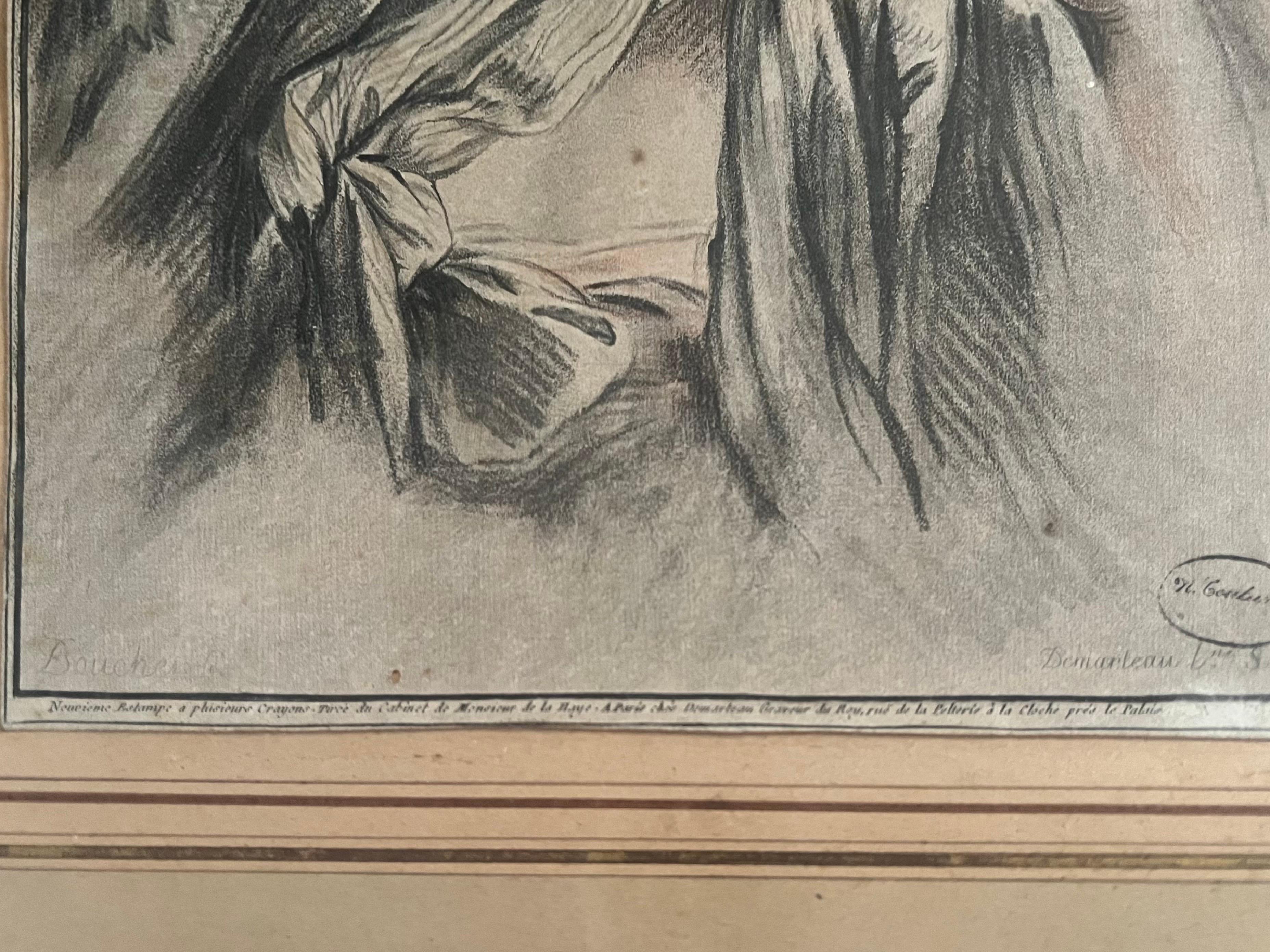 Kupferstich nach François Boucher - Junge Frau mit bedecktem Kopf- 18. Jahrhundert (18. Jahrhundert und früher) im Angebot