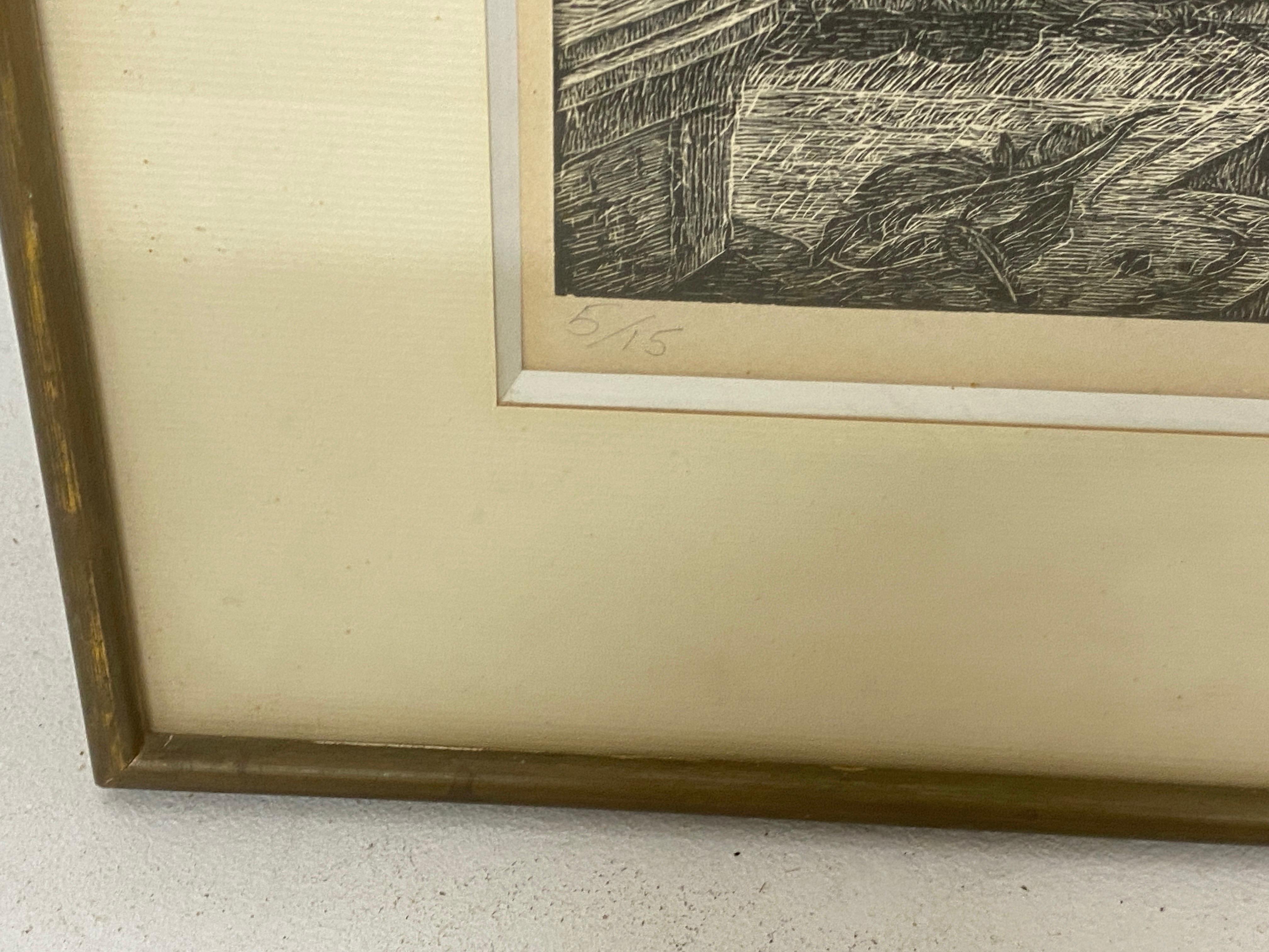 Gravur von Herbert Lespinasse, signiert USA, 20. Jahrhundert im Zustand „Gut“ im Angebot in Auribeau sur Siagne, FR