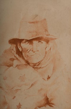 Grabado de Maria Kelly - Siglo XX - Pareja con sombrero frente a un puerto