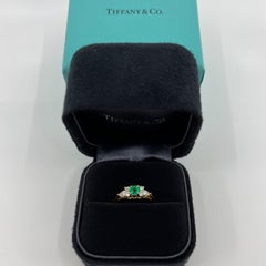 ENGRAVING CHARGE*** Tiffany & Co.Emerald & Diamond 18k Yellow Ring