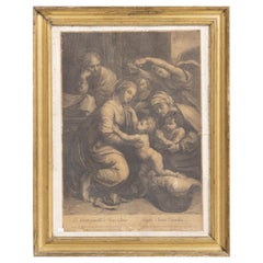 Engraving - Holy Family of Jesus Christ - Edelinck Gérard; 1844