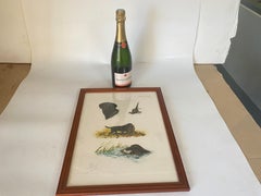 Engraving in Color Hunting Scenes with Animals signed Boris Riabouchine 20th