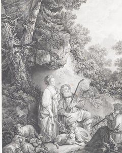 Incisione - "Les bergers russes" - Jean-Baptiste Leprince, 1770