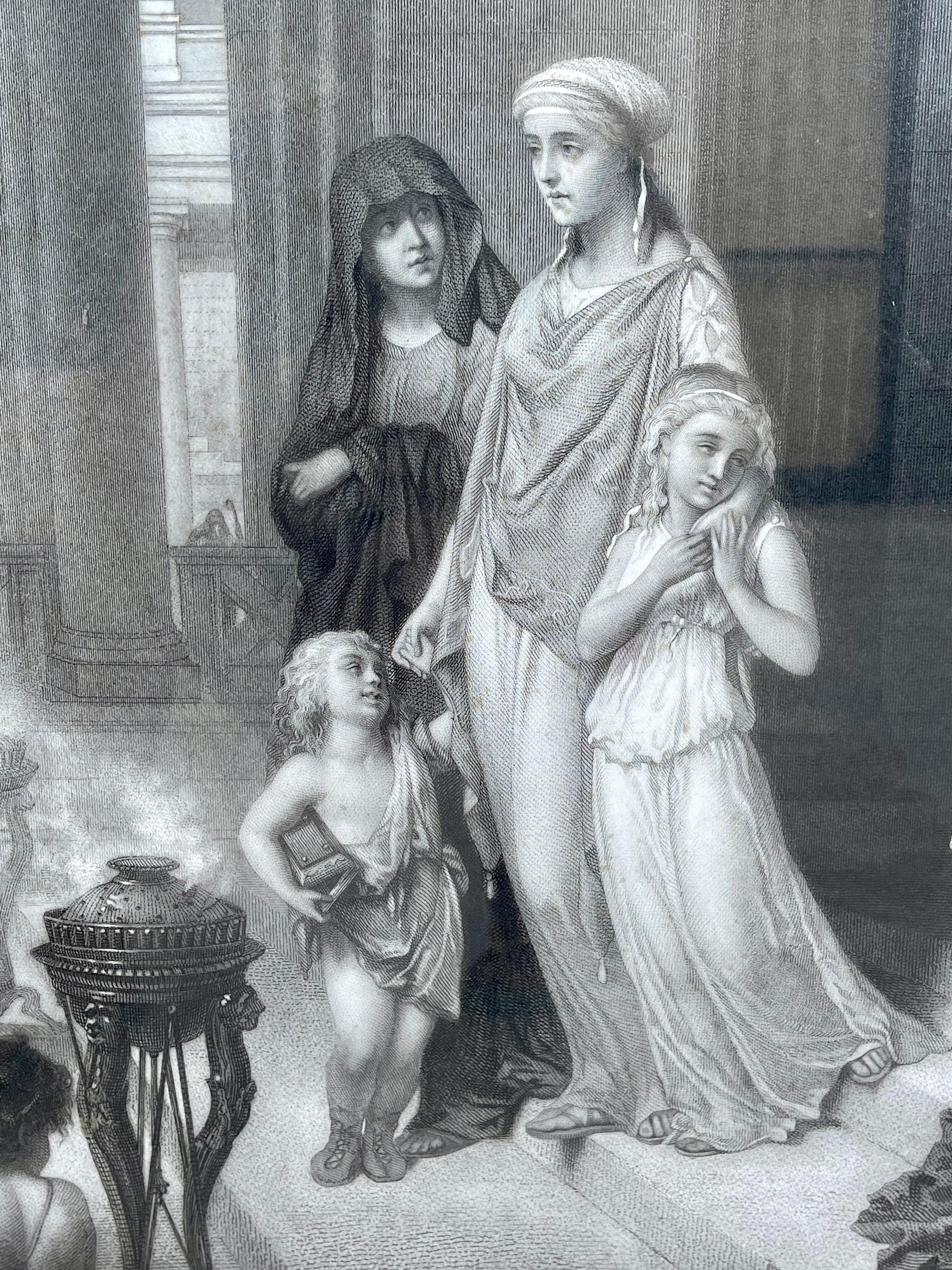 19th Century Engraving “liberality Of Roman Ladies” For Sale