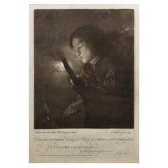 Engraving "Lighting the Candle" by John Faber after Godfried Schalcken, C1751