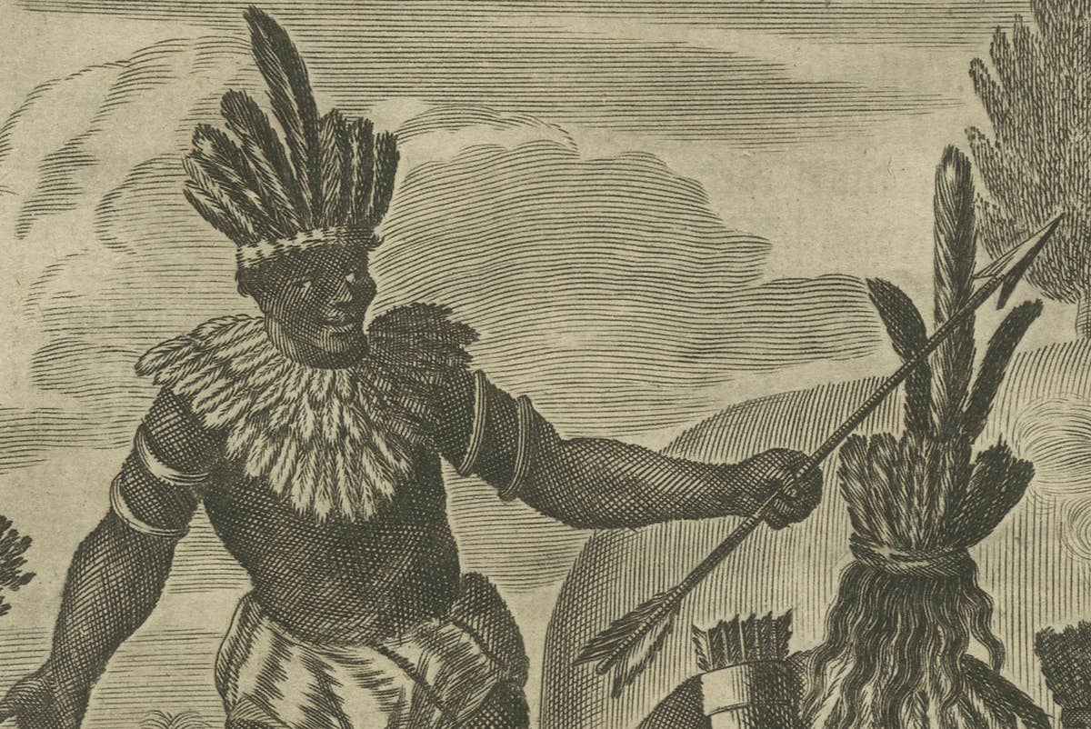 Engraving of a Ceremonial Gathering in New Spain in New Spain by Montanus, 1673