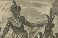 Grabado de una reunión ceremonial en Nueva España en Nueva España por Montanus, 1673