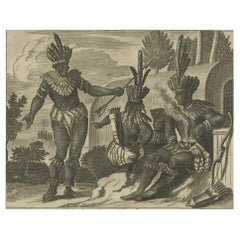 Gravure d'une réunion cérémoniale en Nouvelle-Espagne et en Nouvelle-Espagne par Montanus, 1673