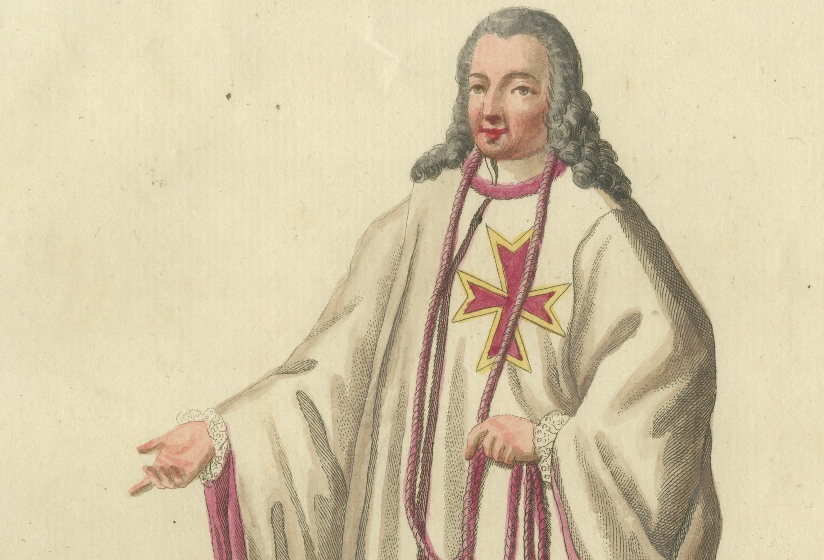 Gravur eines Ritters des St. Stephen-Ordens in der Toskana, 1791 im Zustand „Gut“ im Angebot in Langweer, NL