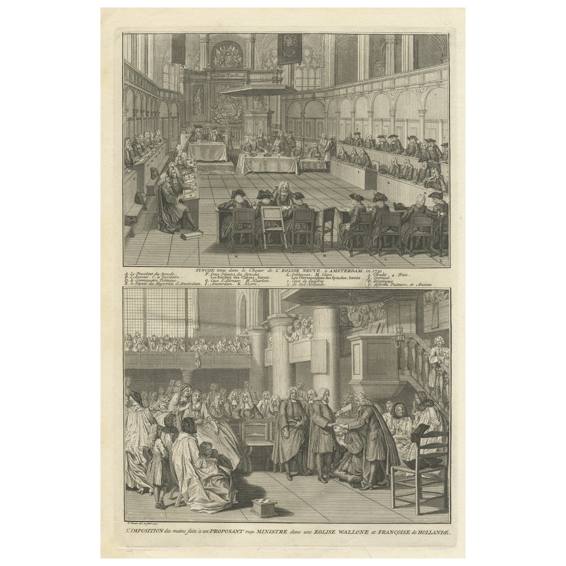 Gravure d'une rencontre du Synode néerlandais à Amsterdam, Pays-Bas, 1732