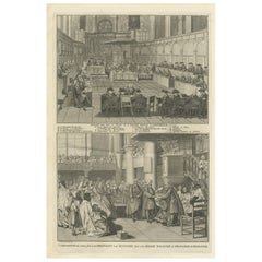 Gravure d'une rencontre du Synode néerlandais à Amsterdam, Pays-Bas, 1732