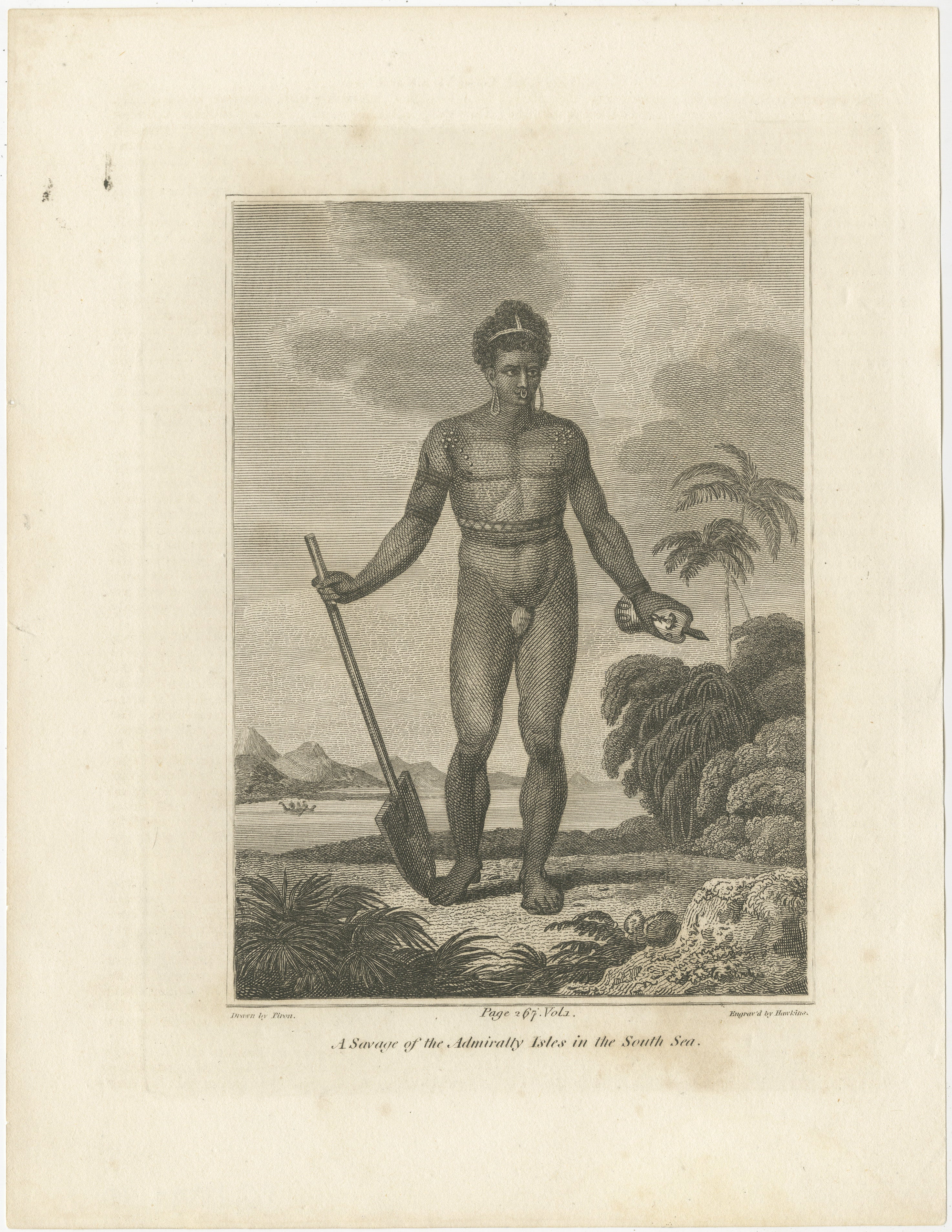 The 1801 engraving depicts a figure labeled as 