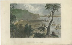 Engraving of a Wood Depot on the St Lawrence River near the City of Quebec, 1850