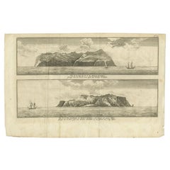 Engraving of Alejandro Selkirk Island, Juan Fernández-archipel, Chile, 1749