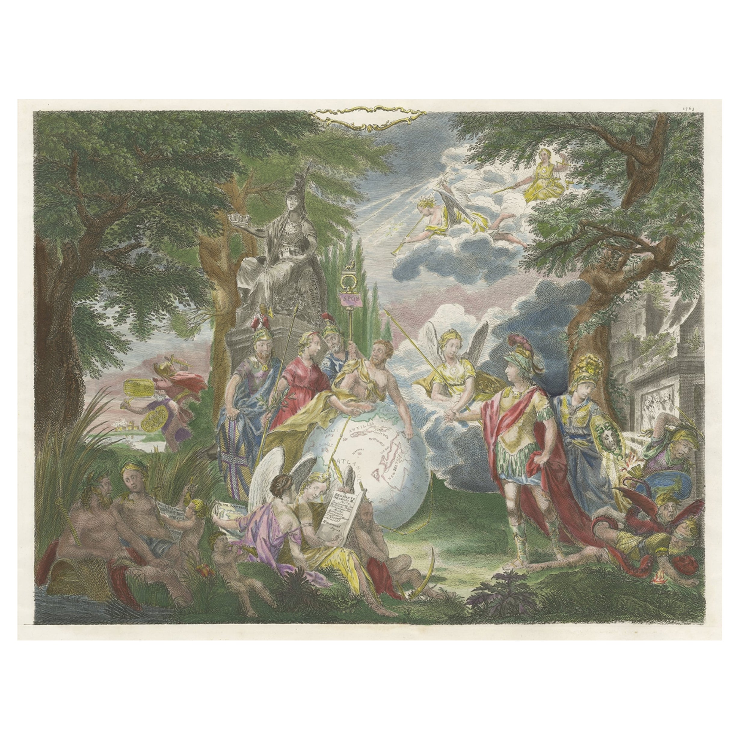 Engraving of Allegorical Celebrations of the British Victories in America, 1880 For Sale